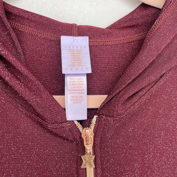 Savage x Fenty Sleep & Shine Metallic Red Cocoa Hooded Onesie Jumpsuit 1X - Picture 6 of 14